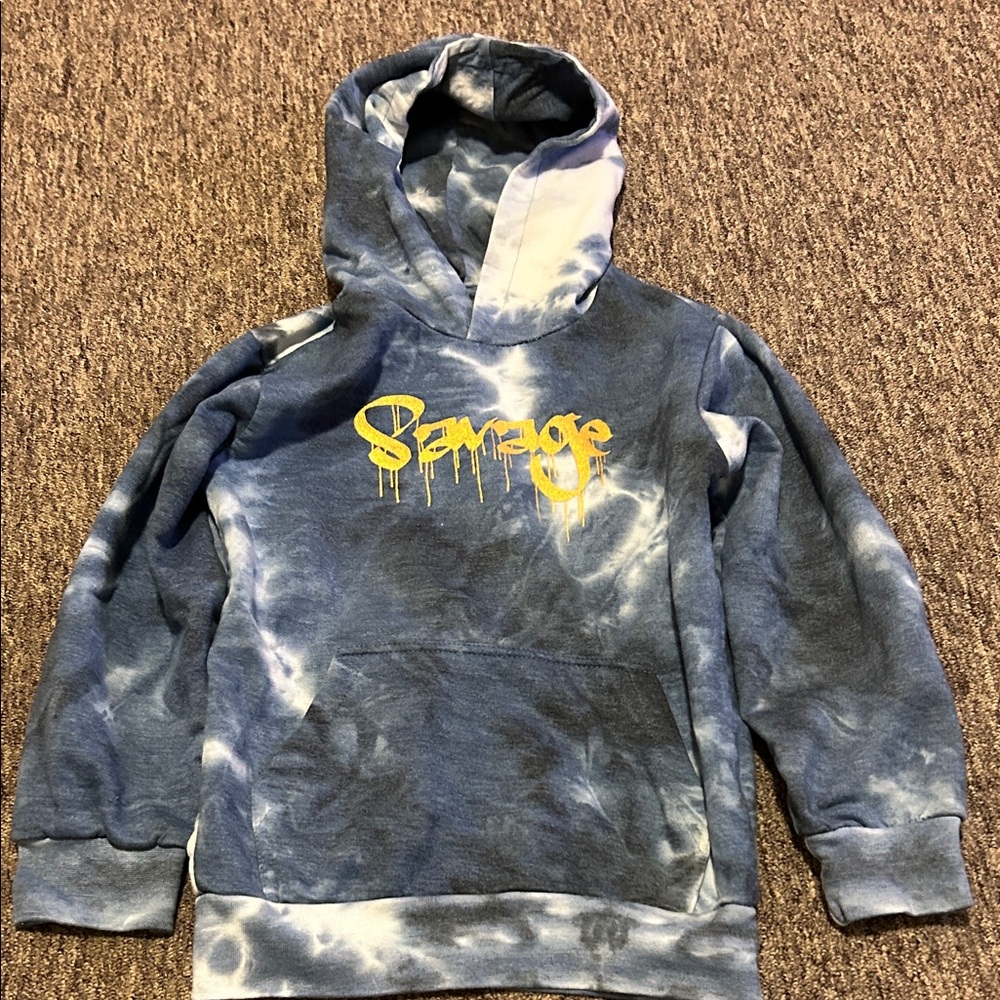 Savage Blue Tie-Dye Kids Hoodie